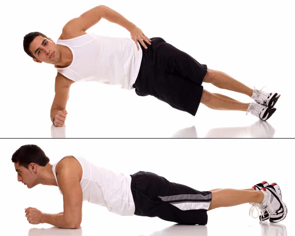 Isometric exercise, man doing plank